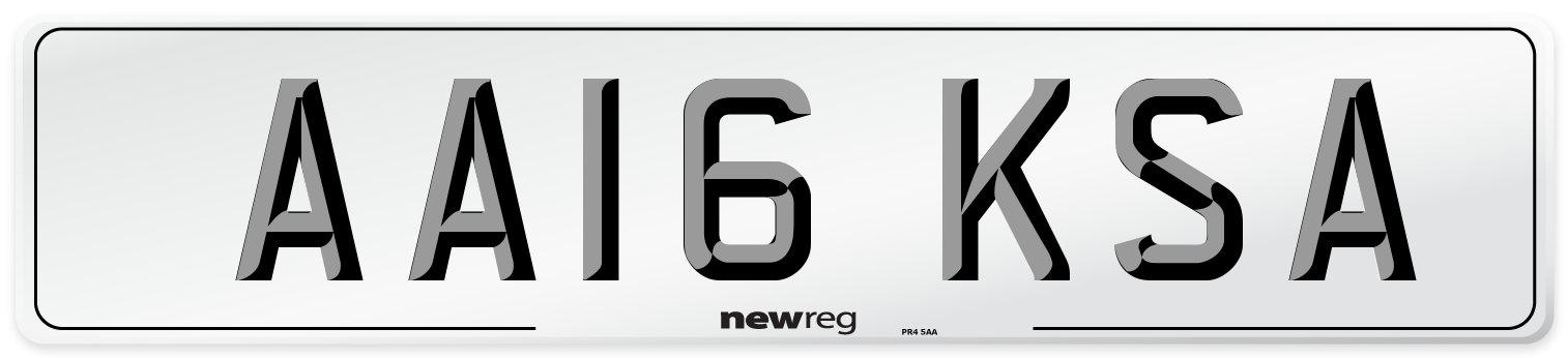 AA16 KSA Number Plate from New Reg